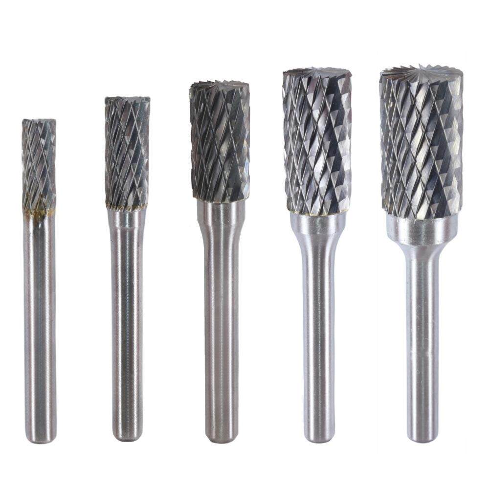 6/8/10/1硬质合金旋转锉圆柱磨头pc属s套装双5纹钨钢滚磨刀金雕刻