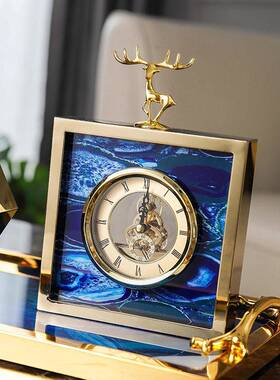 式厅桌面座钟创鹿意客金色合金小摆欧台美式床头946柜装饰品摆件