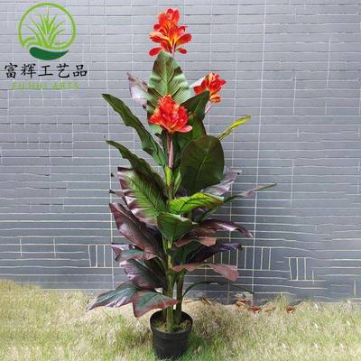仿真绿植美人蕉大红合091美人鹤兰型盆栽造景组景观装饰摆望件