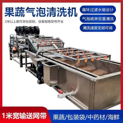 现货销售杨梅气泡清洗机海口芒果浸泡清洗机蕨菜杀青漂烫风干线