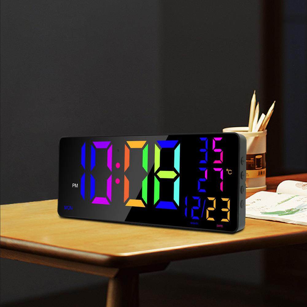 新款LED幻彩挂钟RGB变色显示正计时倒计时多功能闹钟大尺屏幕,农用物资,其他肥料,淘宝优惠券,粉丝福利购,淘宝优惠卷