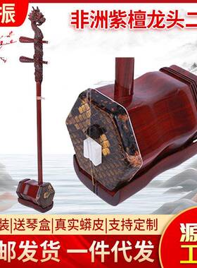 紫檀龙头二胡二弦胡琴赠送礼包古典乐器二胡琴师表演弹奏二胡