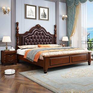 一米八的双人床结婚嫁妆休闲实木床乡村做床1.5米主卧高箱床婚床