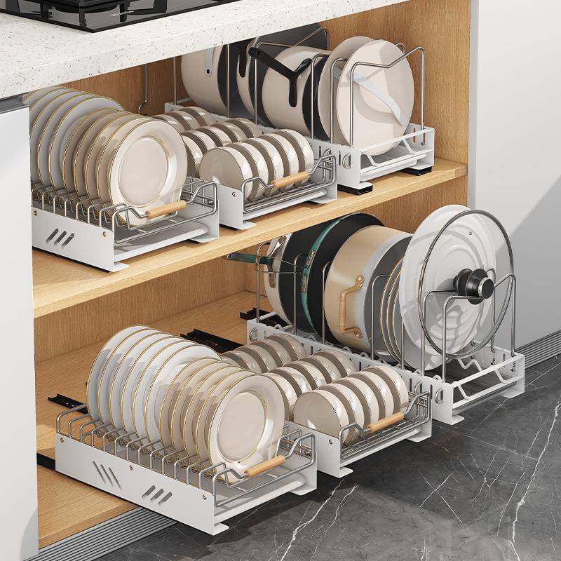 可调节抽拉厨房置物架橱柜内锅具厨具收纳放锅架台面碗碟架锅盖架,纺织面料/辅料/配套,纺织机械配件,淘宝优惠券,粉丝福利购,淘宝优惠卷