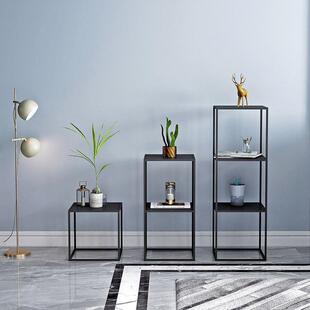 铁艺置物架多层时尚置物架转角架床头框架铁艺花架落地格子架北欧