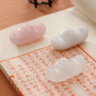 水晶元宝笔搁 多功能书法玉石笔架 初学者毛笔搁笔架山文房书法