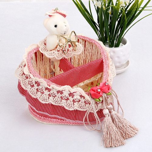 包邮遥控篮子遥控器收纳盒布艺蕾丝藤编遥控板收纳篮客厅储物篮子