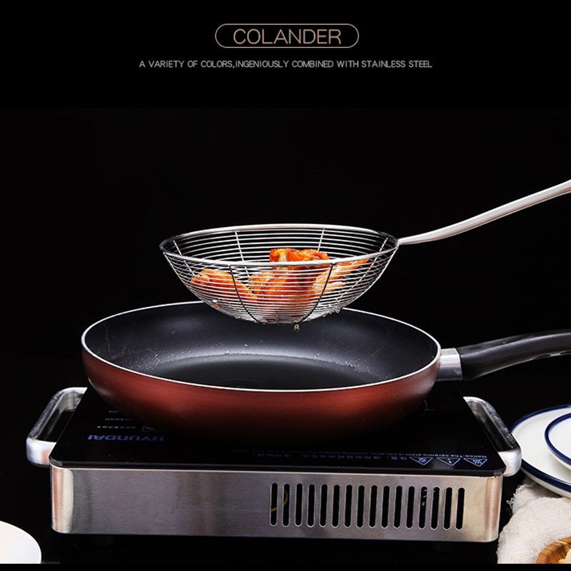 油炸漏勺不锈钢漏勺食物炸油勺大漏网勺麻辣烫漏勺大号油漏包邮