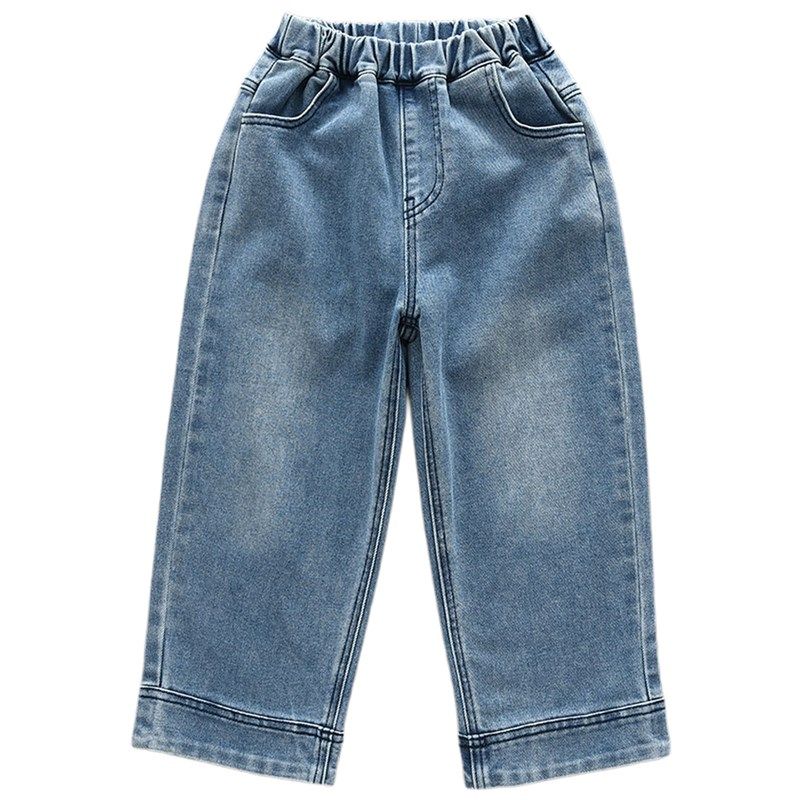 洋气童装2024秋款儿童女童弹力牛仔裤宝宝中大童阔腿直筒裤子休闲