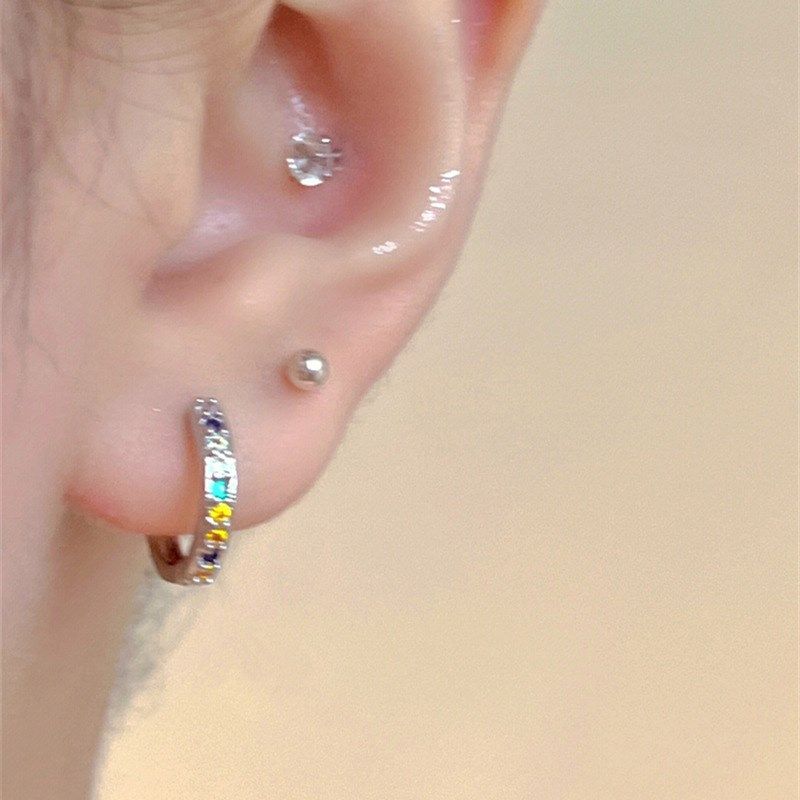 srrmhyn2023年新款彩虹耳圈女小众镶钻耳扣精致百搭设计高级耳钉,节庆用品/礼品,文化创意手环,淘宝优惠券,粉丝福利购,淘宝优惠卷