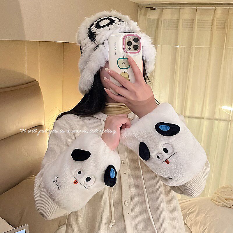 可爱小狗袖套手臂套短款女防脏办公室工作袖头秋冬季2024新款护袖