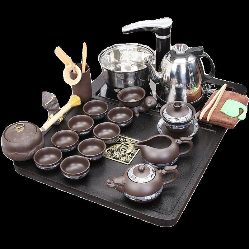 小号茶盘烧水壶一体全自动茶台家用茶具套装轻奢茶海茶道整套木制