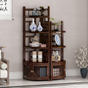 转角柜角落置物架新中式实木家用客厅多层三角柜落地拐角收纳层架