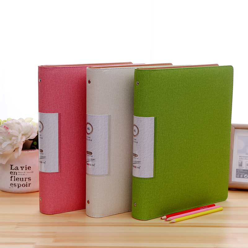 高档a4/100资料册插页文件夹4孔O型活页60袋40皮质30皮面定制logo