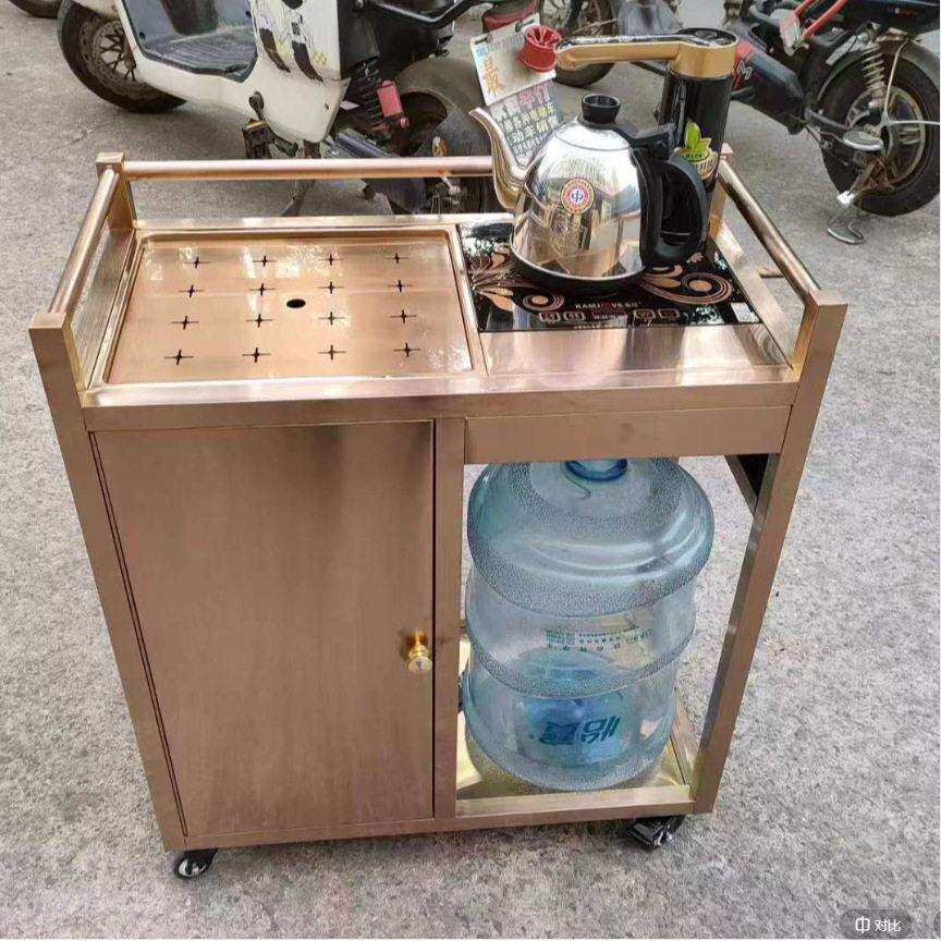 酒店餐厅桌边泡茶车茶水车移动不锈钢酒水车点心服务车小茶几茶台