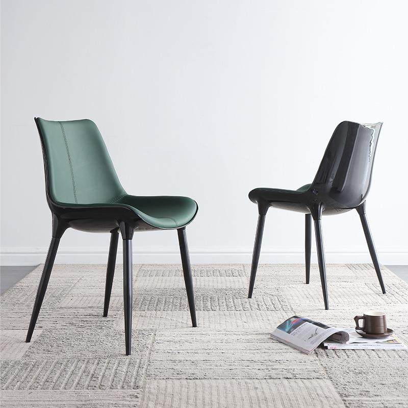 玻璃钢餐椅简约家用靠背椅时尚休闲网红椅子设计师真皮创意凳