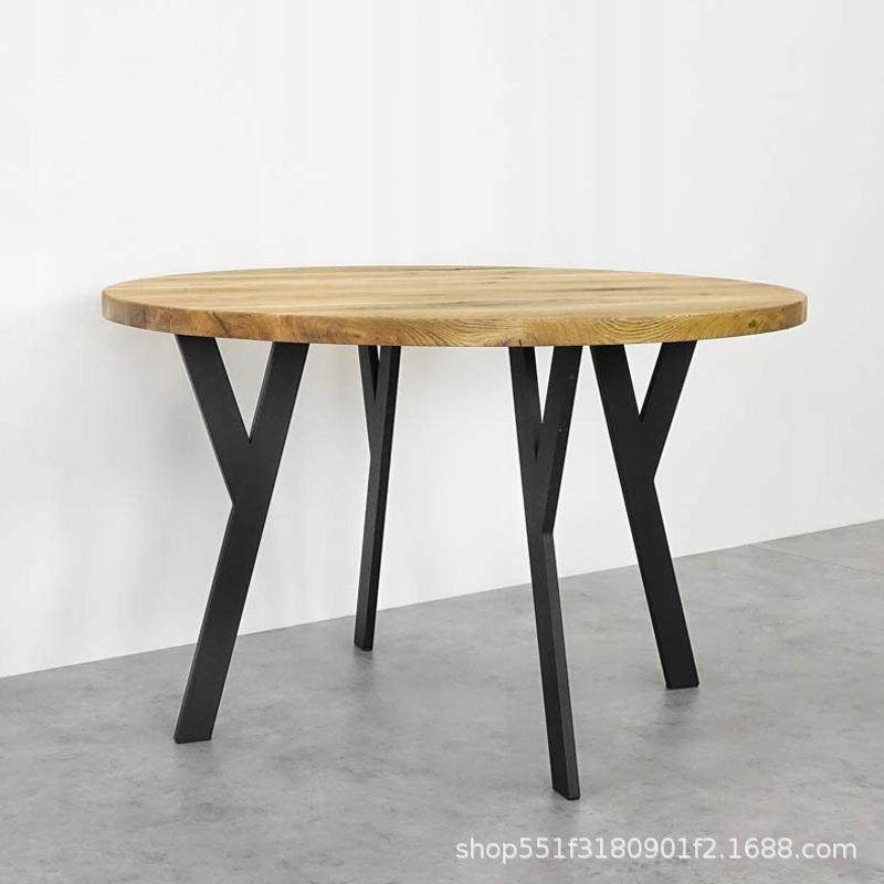 实木板大板金属支架会议办公桌吧台腿大班台烤漆桌腿配件餐桌架