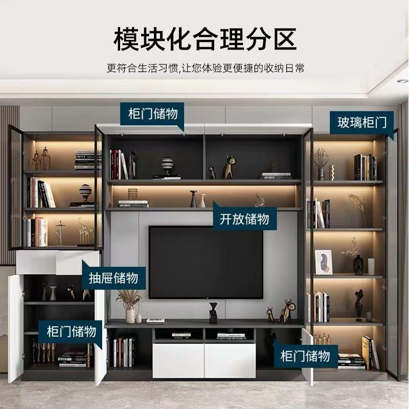 实木1落纳地电满柜一体墙电视背景墙现视做电视机柜客厅收柜