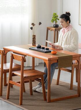 实茶桌易椅木组合家用学习写字书法桌QUD工作台公简茶台办茶桌