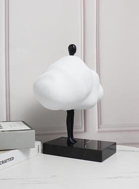 简约BJ00096意白色云朵物摆件金房属底座售楼处前台样板家居装人