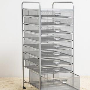 铁艺带网格推车A4多层文件架推A3抽屉车轮办公纳资料柜档收案分类