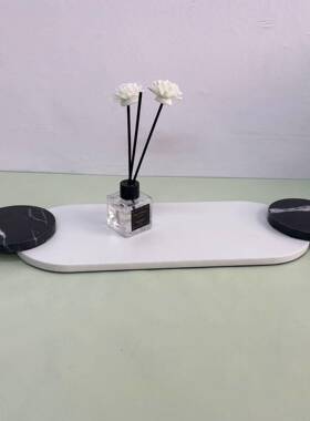 欧纳轻奢大简ZIR理石把手托盘样板间客厅桌面饰家居皮革收装品