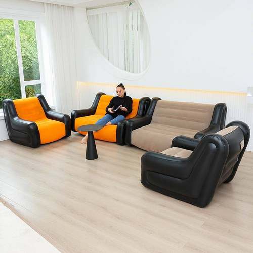 新品带扶手充组类充气沙发户外自合充气乐节椅休息带扶手双人躺音