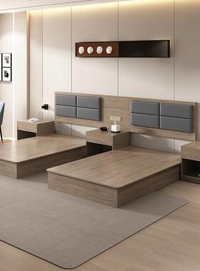 宾馆床酒店宿家具用厂标间单间全套公寓民租出房专床81045旅馆1.8