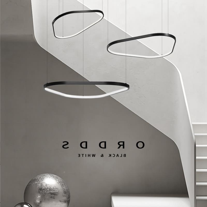 意式极简客别楼墅餐厅吊灯黑形色高度艺104术异复式梯间厅酒店不