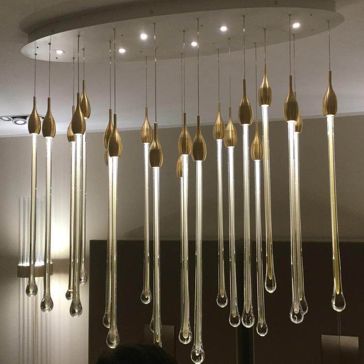 欧式楼梯水晶151吊梯灯客厅长厅灯楼LED吊灯别墅餐复式楼梯吊灯