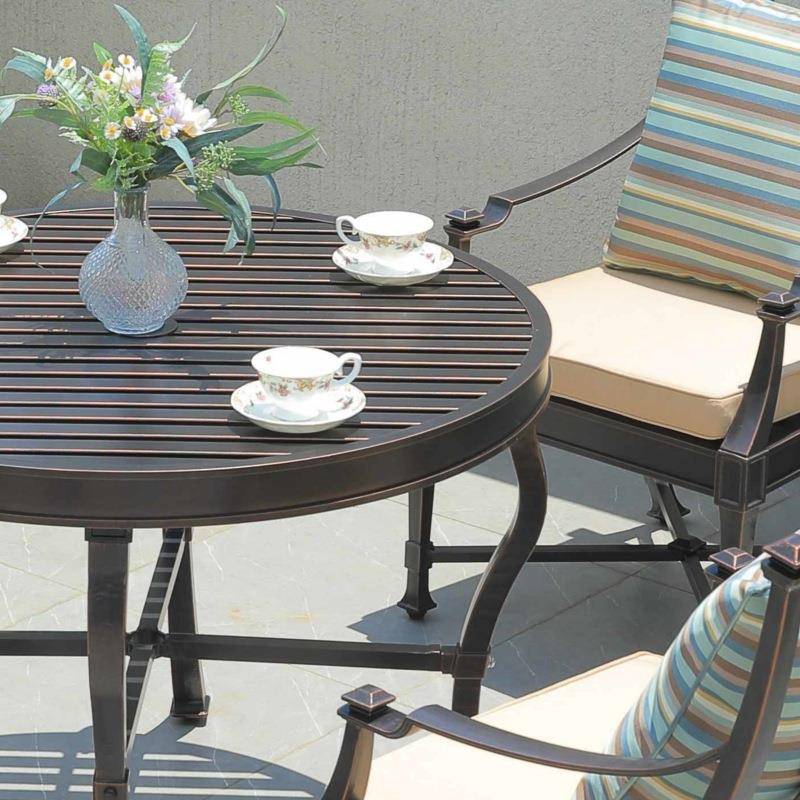 铝70122室外庭院圆桌家用休闲桌铸椅子铸桌子椅子餐组合户外铝餐