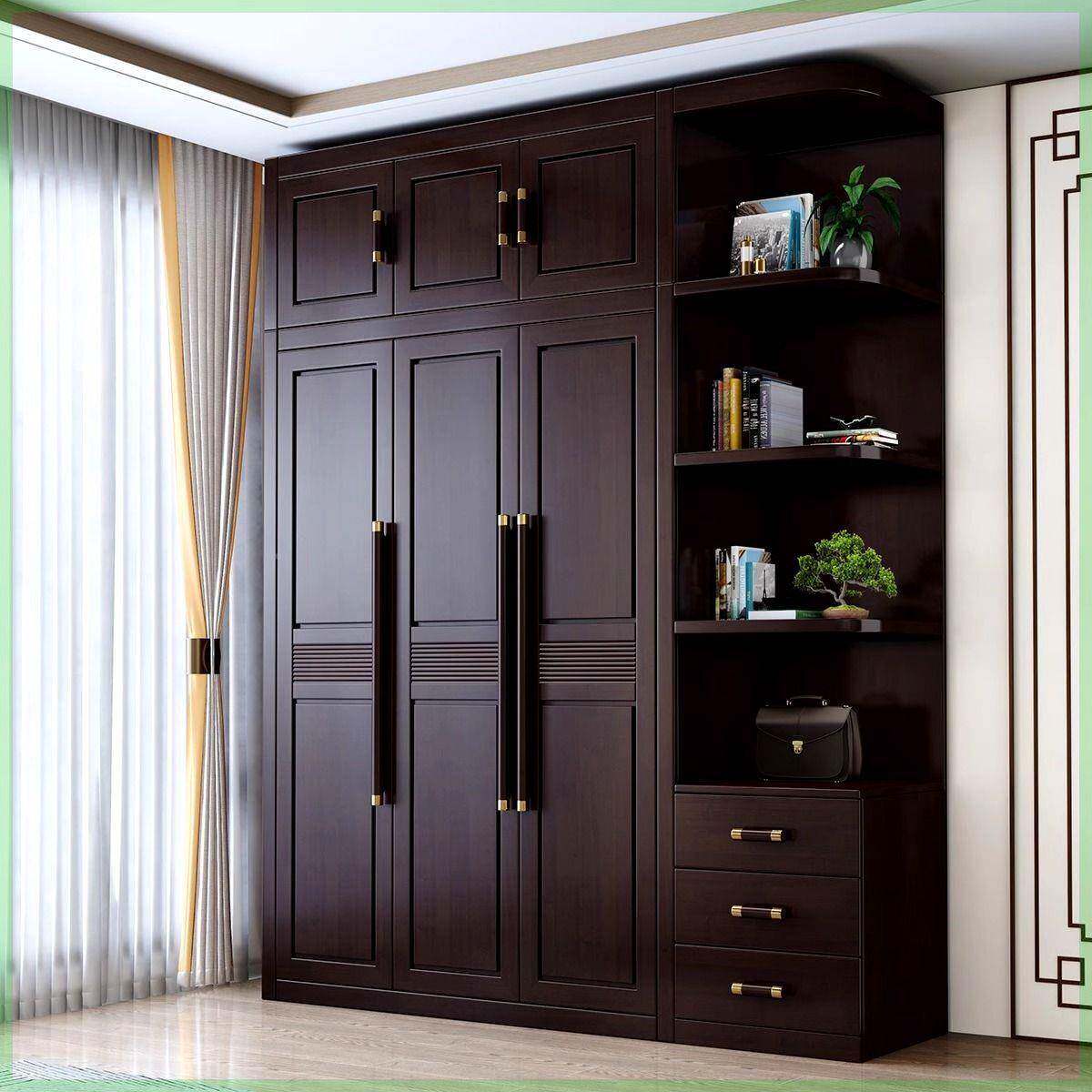 新中式实木衣柜轻卧室紫檀985奢色收抽屉带衣橱挂衣纳柜顶组合柜