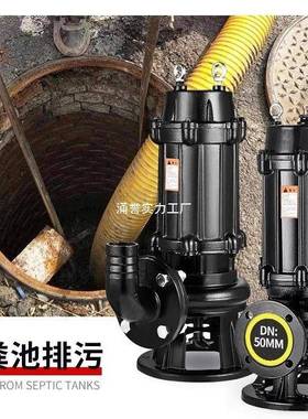 WQ法水兰排污泵污EKB水泵220家用抽粪泥抽泵380V潜水浆泵V抽水机