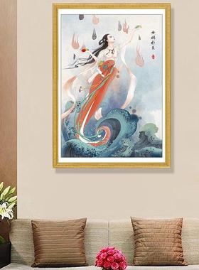 钻石女画满钻款竖版tb_59833玄关中国神话说传娲补天点贴钻钻石绣