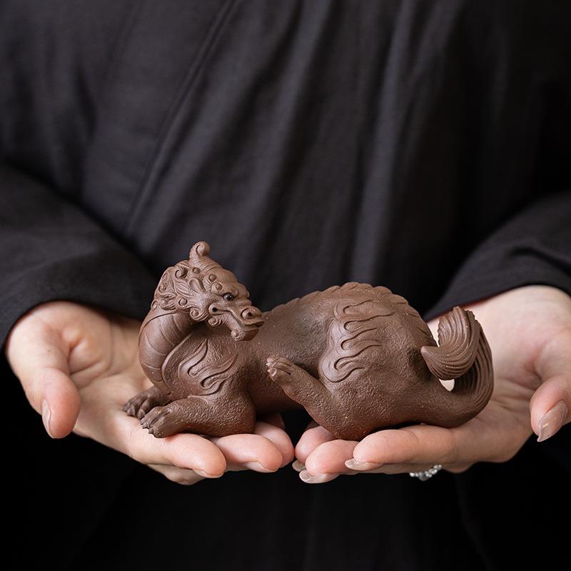 赵永辉砂紫招BSS财兽麒件麟茶宠摆精品可养创意家居装饰品瑞手工
