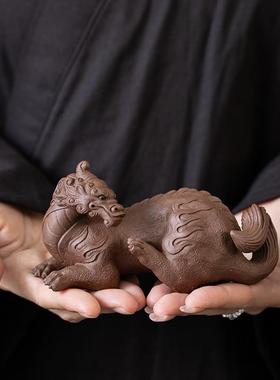 赵永辉砂紫招BSS财兽麒件麟茶宠摆精品可养创意家居装饰品瑞手工