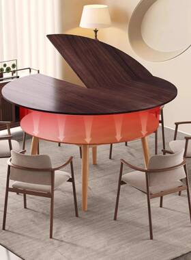 4叠圆桌面VXW家用四分折可折叠餐桌面板分10-2人0人加大圆形饭桌