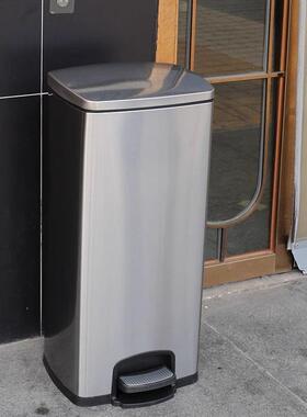 家商用卫生间垃圾钢桶脚办带用公室不锈桶客OXS厅盖大容量厨房踩
