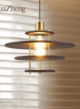 台中古风实262木飞5碟餐厅茶PH吊灯胡桃木复古吧餐桌民宿室吊线灯