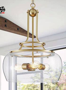 农舍工风复厅古玻吊璃餐厅吊灯餐小55355灯单头三头卧室吧业台走