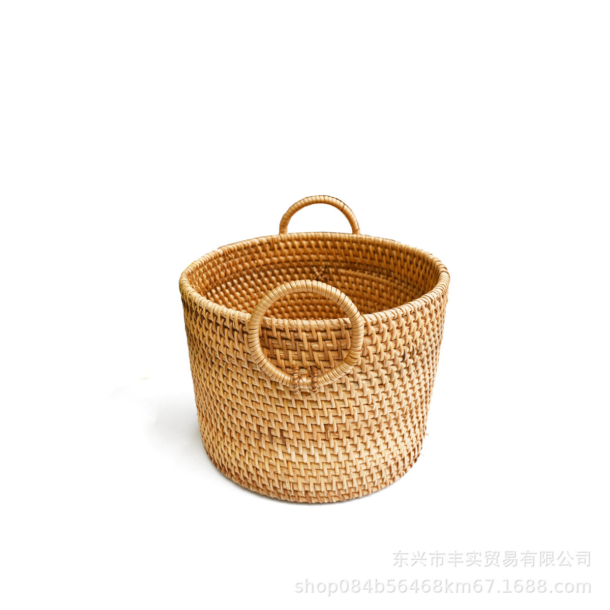 越南秋藤手工编织收纳双耳提桶篮桌面家居收纳野炊水果藤编篮
