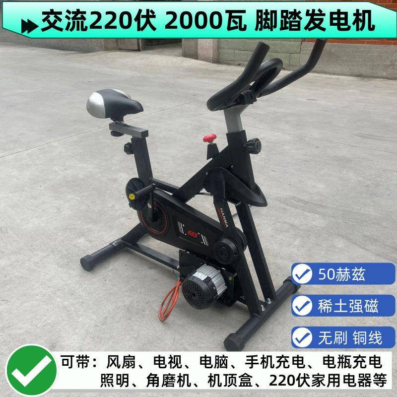 220V伏2000瓦动感单车脚踏发电机健身12伏48V60V72伏永磁交流充电