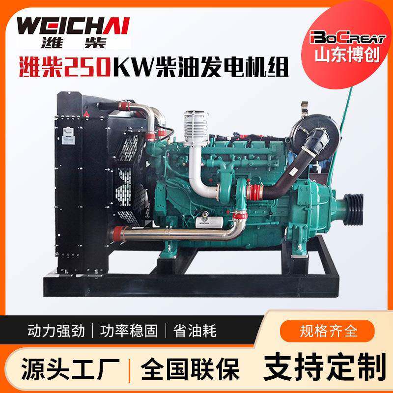 博创潍柴250KW固定动力发电机工地备用柴油机潍柴柴油发电机组