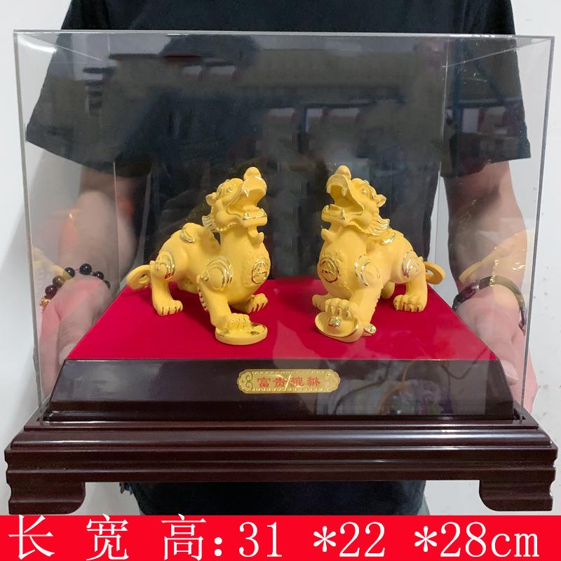 招财貔貅摆件绒沙金招财金貔貅摆件特大沙金中式霸气办公桌摆件