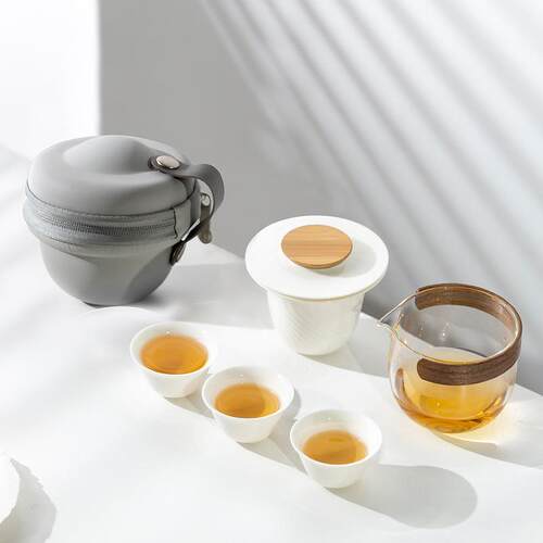 旅行茶具套装便携式户外露营旅游泡茶喝茶装备随行快客杯一壶三杯