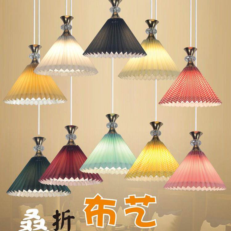 北欧日式吊灯吧台卧室床头餐厅百折叠工艺个性创意百褶布艺灯具
