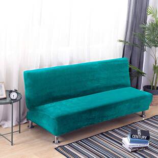 毛绒纯色沙发床套银狐绒沙发罩全包无扶手折叠沙发套沙发垫