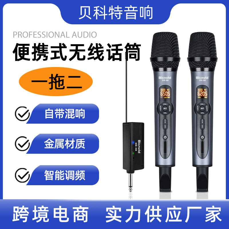 话筒家用ktv会议舞台演出直播拉杆音箱多功能麦克风声卡双麦