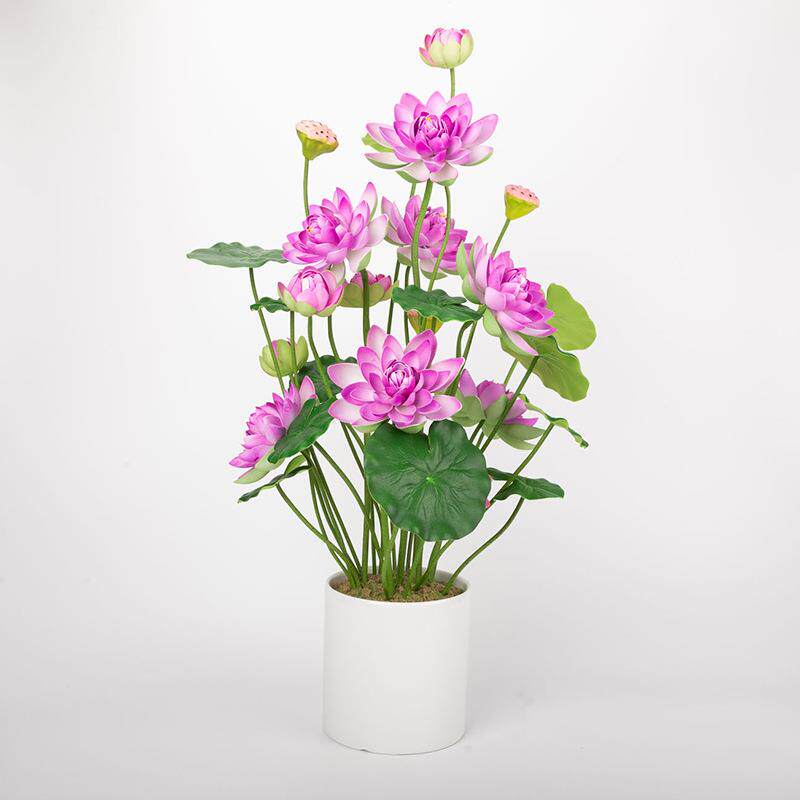 仿真EVA荷花莲藕盆栽装饰假绿植塑料荷花荷叶摄影睡莲婚庆假荷花