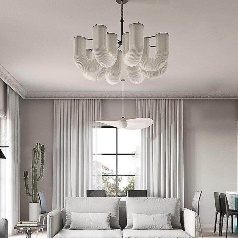 奶油风U形吊灯中古客厅吊灯北欧设计师款餐厅卧室儿童房玻璃灯具,纺织面料/辅料/配套,纺织机械配件,淘宝优惠券,粉丝福利购,淘宝优惠卷